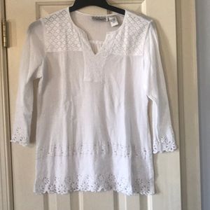 White Long Sleeve Lacy Blouse